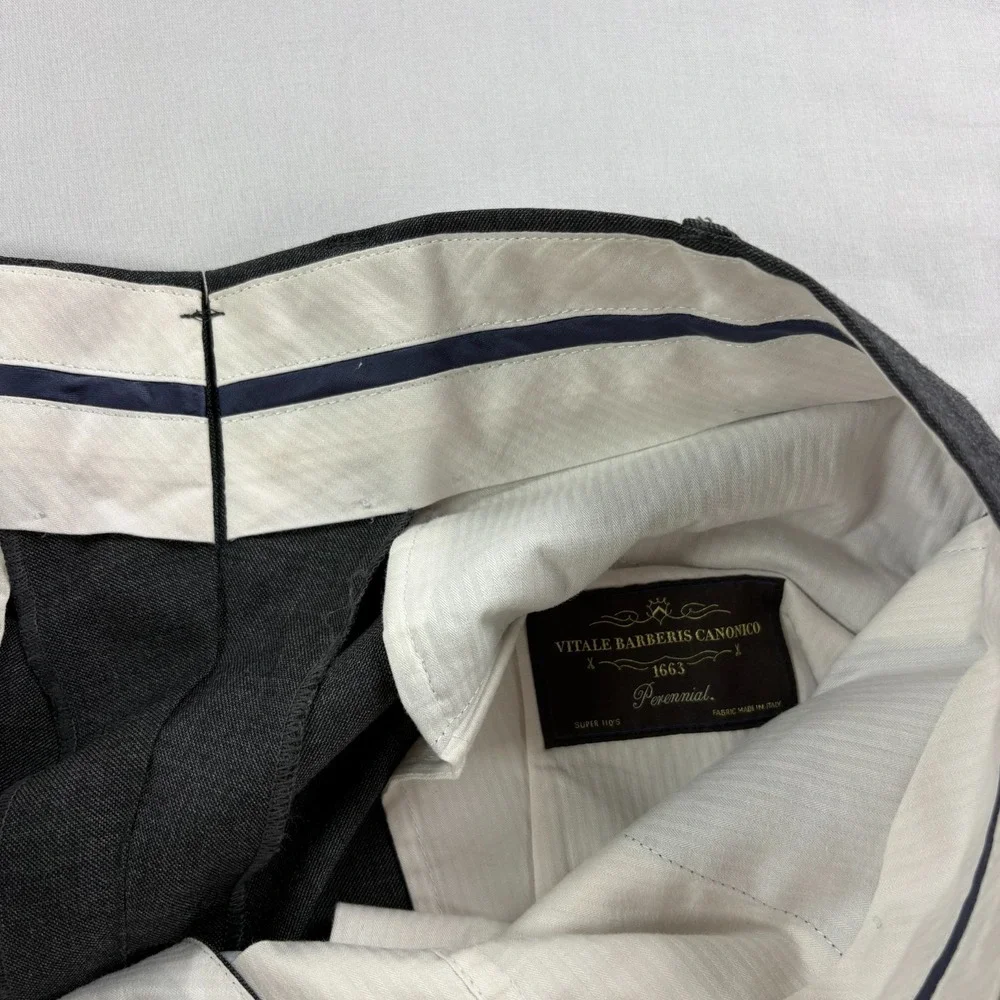 Suitsupply Wool Pants Mens 34x30 Gray Vitale Barberis Canonico Dress Slacks